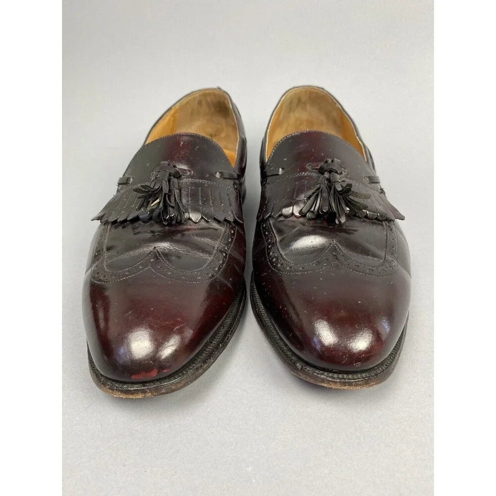 JOHNSTON & MURPHY BURGUNDY WINGTIP OXFORD SHOES SLIP ON TASSLE LOAFER 11 D/B